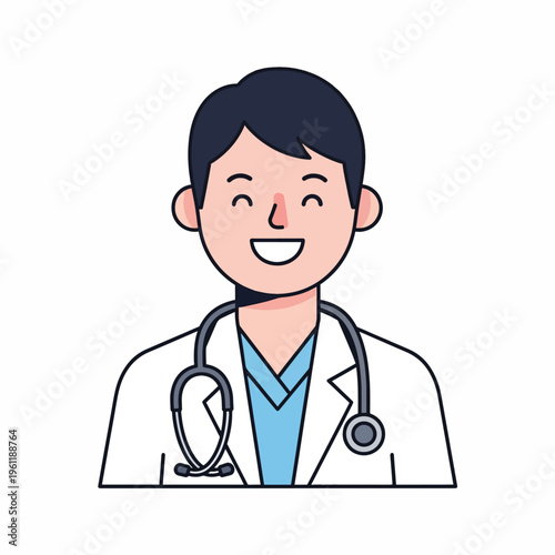 Smiling Doctor Wearing White Coat.