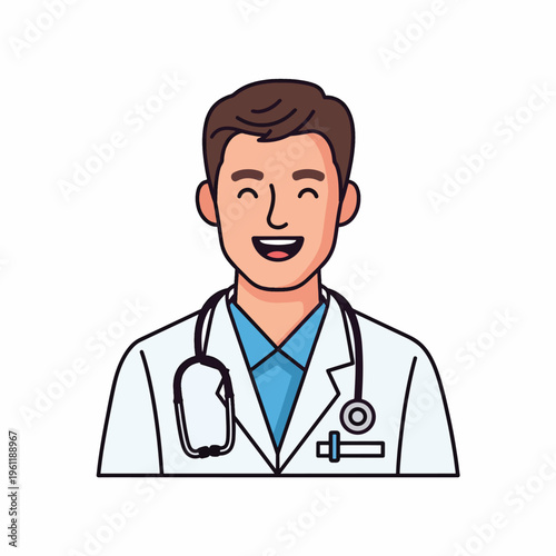 Smiling doctor with stethoscope around neck 3.