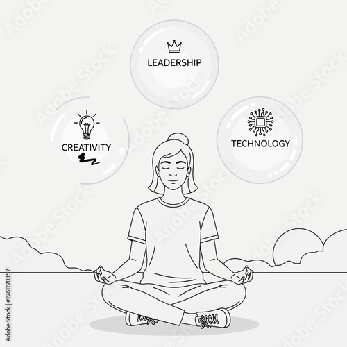 Woman meditating in lotus position.