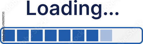 Loading progress bar with partial completion indicator and waiting status text, modern UI interface element isolated on white background for web and application design