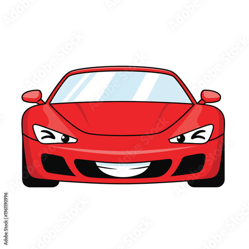 Red Sports Car Front View.