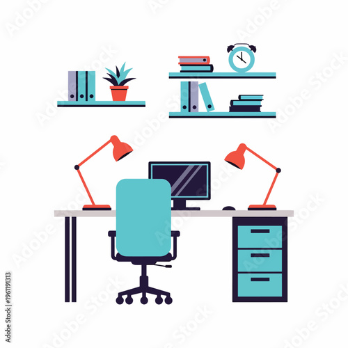 Office Workspace with Modern Furniture.