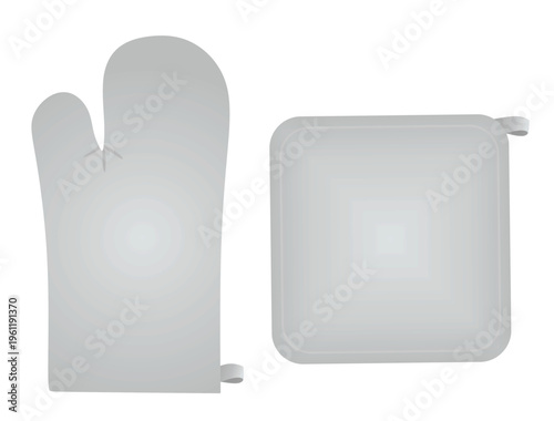 Grey cooking glove and pad. vector illustration