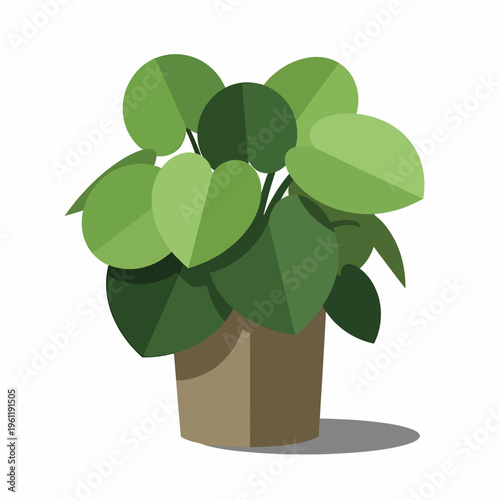 Potted Plant with Green Leaves Illustration.