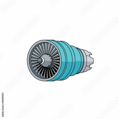 Detailed view of jet engine turbine 1.