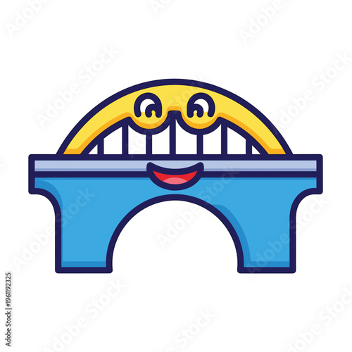 Smiling bridge with cartoon face expression.