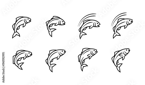 Jumping Fish Silhouette Collection Dynamic Aquatic Vector Design