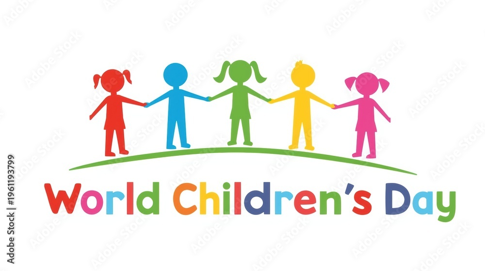 Fototapeta premium World Children's Day, colorful illustration, kids, international celebration, awareness campaign