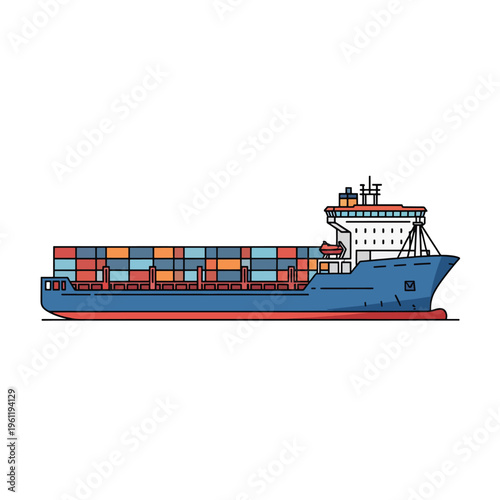 Large Blue Cargo Ship with Containers 2.