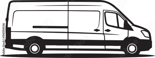 Van silhouette, cargo vehicle, delivery van, transportation icon