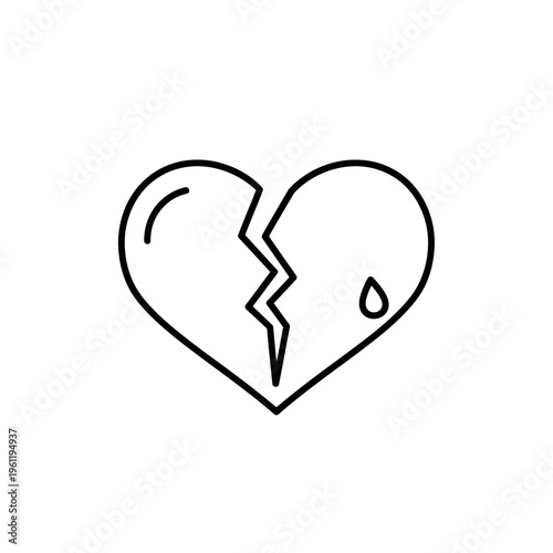 Broken heart symbol with tear.