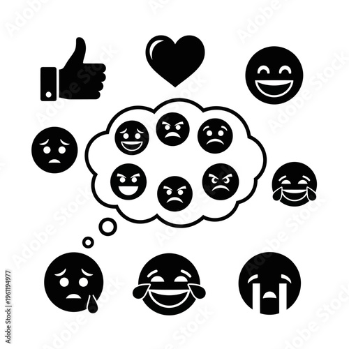 Collection of Emojie Faces Emotions.