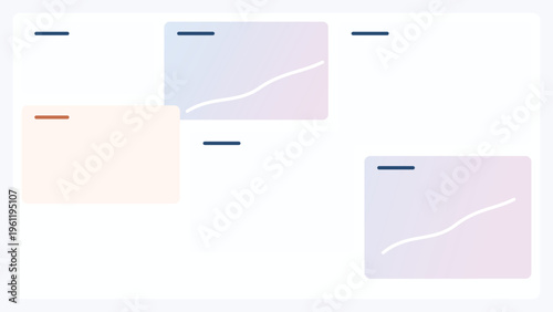 Dashboard interface with bottom graph banner and layered content cards in modern UI layout design showing data visualization structure for web application usage