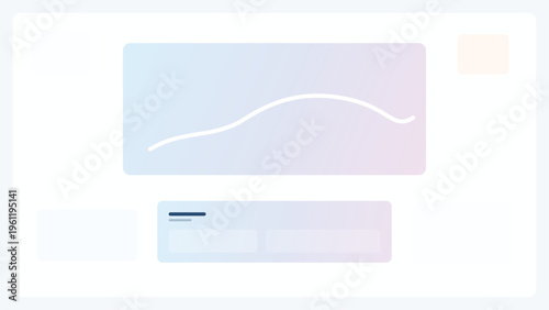 Dashboard interface with large gradient graph banner and lower content card in modern UI layout design showing structured analytics visualization for web platforms