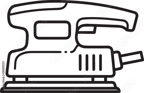 Electric Sander, Power Tool, Black Line Icon, Vector Graphic