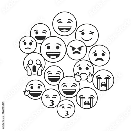 Collection of various emoticon faces.