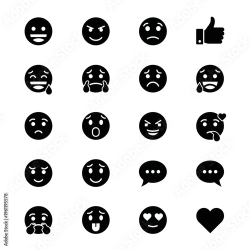 Collection of various emoticon faces.