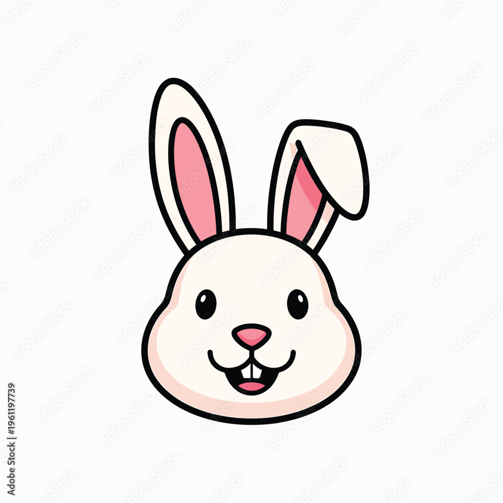 Obraz premium Smiling Cartoon Bunny Rabbit Face Closeup.