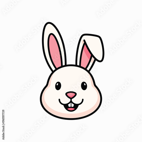 Smiling Cartoon Bunny Rabbit Face Closeup.