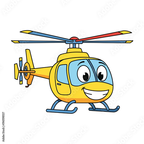 Smiling cartoon helicopter with rotor blades 5.