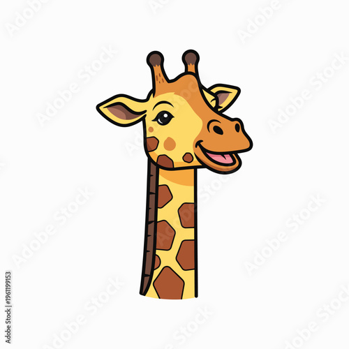 Cartoon giraffe head smiling happy animal.