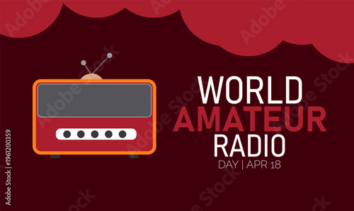 World Amateur Radio Day with Vintage Radio Illustration and Text with Ham Radio