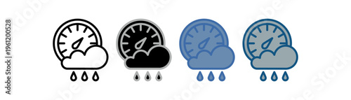 
pressure icon set multiple style collection with cloud design, wind pressure