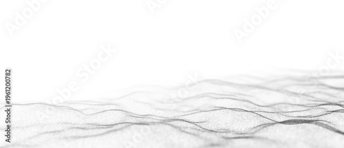 Digital dynamic wave of particles and lines. Abstract white futuristic background. Big data visualization. 3D rendering.