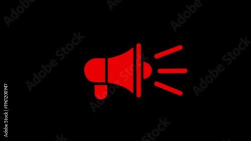 A silhouette of a megaphone is displayed prominently in the center of a clean Black background, symbolizing public address and information dissemination