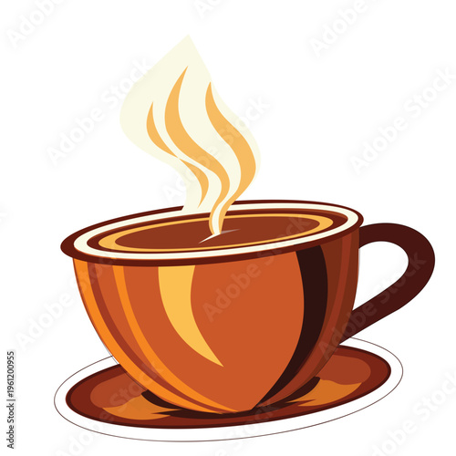 Minimalist Hot Tea Cup Vector Illustration with Steam