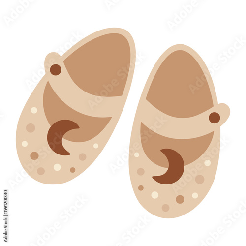 Cartoon baby shoes clipart in pastel colors, Kids slippers image, Baby booties, Newborn design.