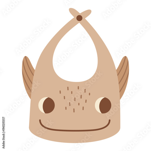 Cartoon baby bib clipart, Kids bib image, Whale character, Animal theme, Nursery vector hand drawn design.