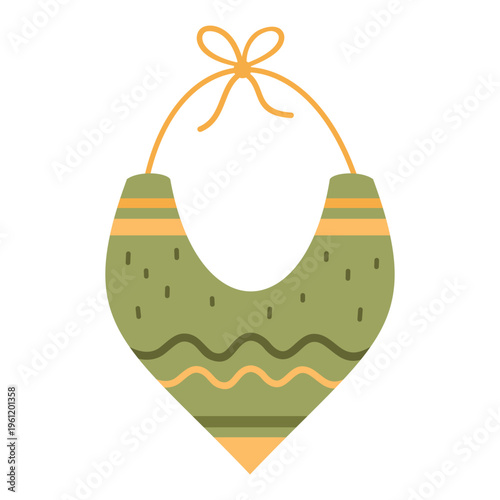 Cartoon baby bib clipart, Kids bib image, Nursery vector hand drawn design.