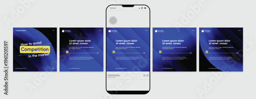 Business carousel post template for advertising, Set of carousel post for Instagram and LinkedIn, Editable social media carousel layout, template eps 10.