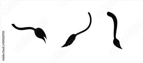 tail icon set silhouette vector hand drawn illustration on white background.