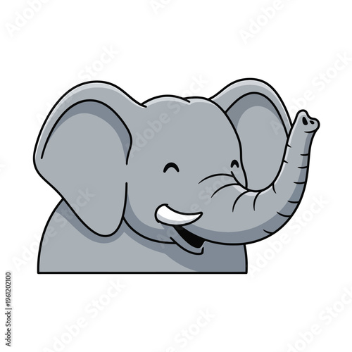 Smiling cartoon elephant with raised trunk 2.