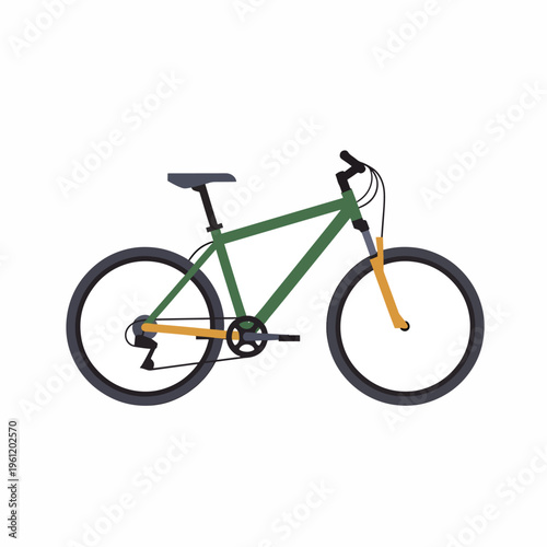 Green Mountain Bike with Yellow Frame.