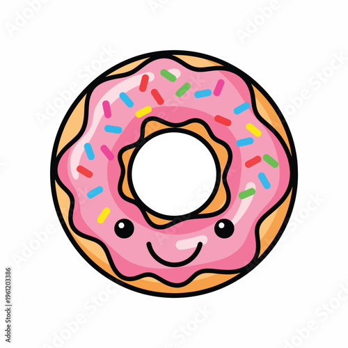 Colorful cartoon donut with sprinkles smiling 1.