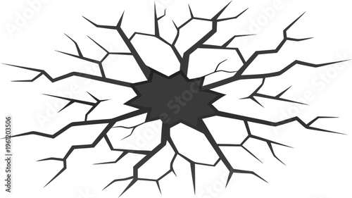 Cracked floor texture with shattered hole