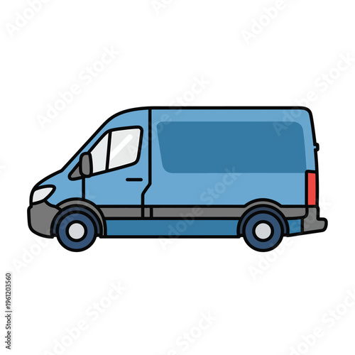 Blue Delivery Van Vehicle Transport.