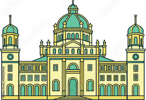 Historic Palace Architecture Landmark Design. Royal Palace Building Heritage Concept. Famous Palace Exterior Architecture Style. Grand Palace Royal Residence Concept. Ancient Palace Cultural Heritage