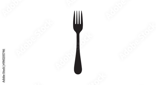 A simple black fork on a white background