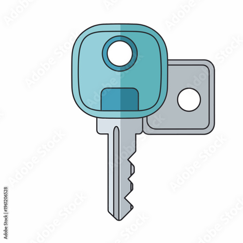 A large blue key with teeth.