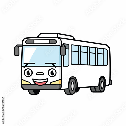 Smiling cartoon bus vehicle transportation.