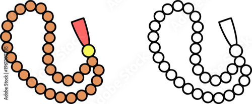 Islamic Prayer Beads Tasbih Illustration Set