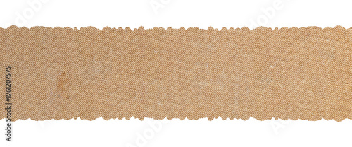 Horizontal rectangular natural beige burlap canvas banner with ragged edges	
