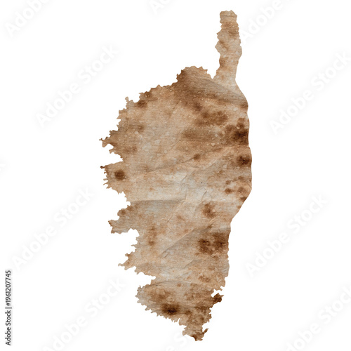 Obraz na plátně old brown paper map of Corsica island