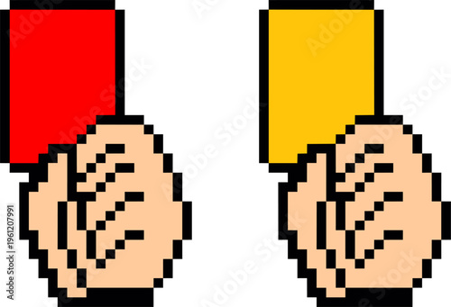 Referee Hand Holding Red and Yellow Penalty Cards
