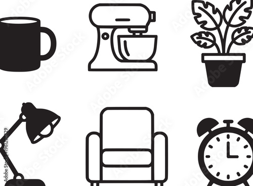 Black and white armchair furniture icon.