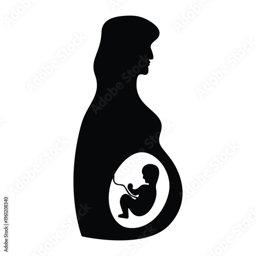 Silhouette of Pregnant Woman with Fetus